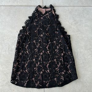 SUGARLIPS beige lined black lace top